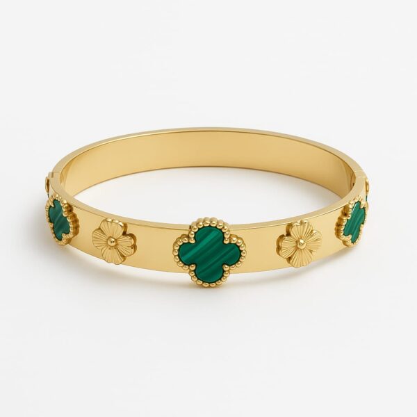 Clover gold anti tarnish bangle bracelet