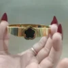 Clover black and gold bangle bracelet Anti tarnish