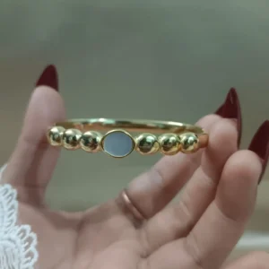 Mop gold anti tarnish bangle bracelet