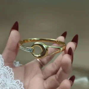 Studded gold anti tarnish bangle bracelet