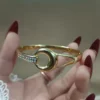 Studded gold anti tarnish bangle bracelet