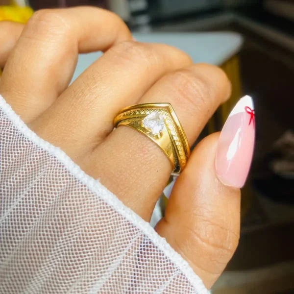 Ad stone gold ring | Anti tarnish ring | adjustable ring for women gift