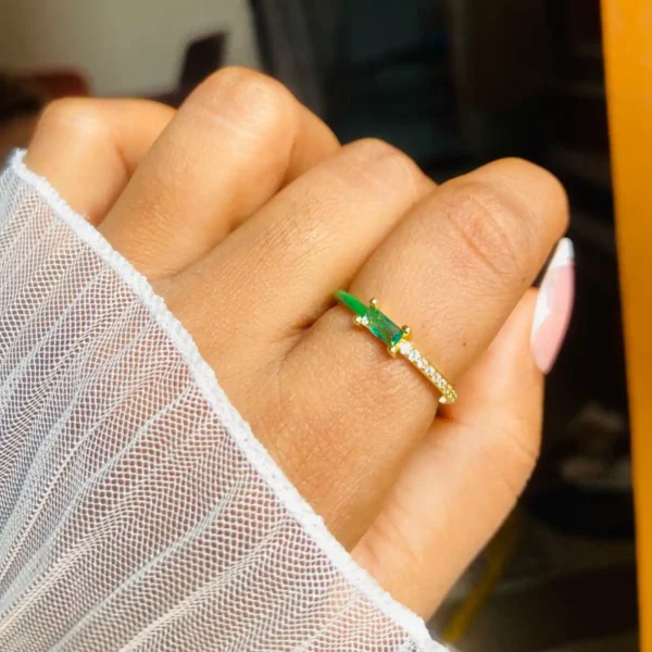 Elegant emerald ring  | Beautiful emerald ring for women | Anti tarnish emerald ring | adjustable emerald ring
