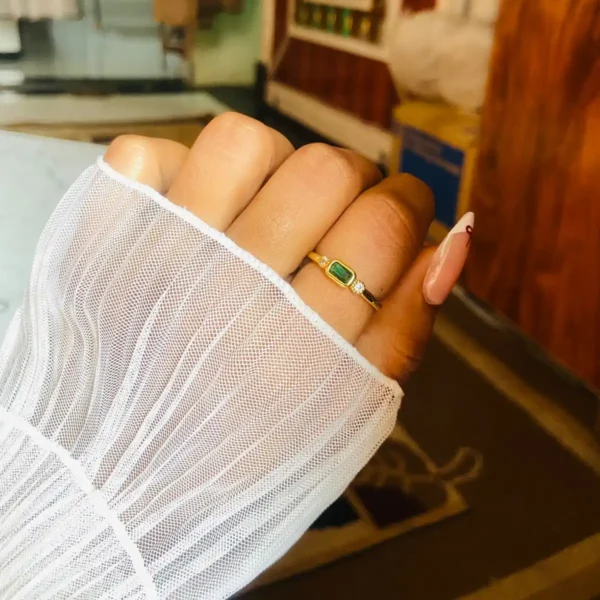 Emerald ring | Beautiful emerald ring for women | Anti tarnish gold emerald ring (Free size | adjustable)