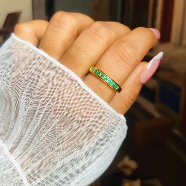 Emerald ring | Beautiful emerald ring for women | Anti tarnish gold emerald ring | adjustable emerald ring