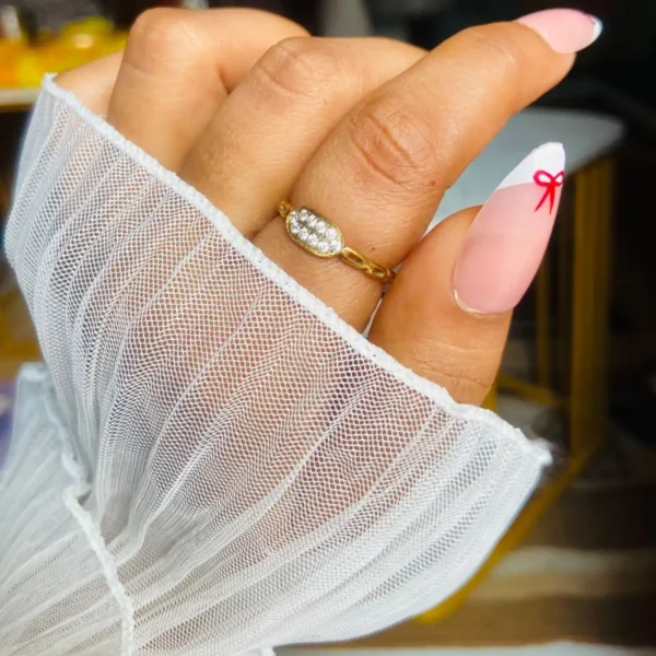 Sleek multi ad stone gold ring | Anti tarnish ring | adjustable ring for women gift