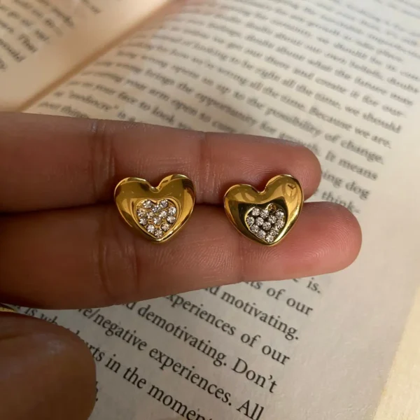 Beautiful heart studded earring | anti tarnish heart shaped earring