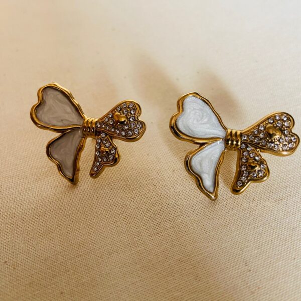 Mop studded bow anti tarnish earring