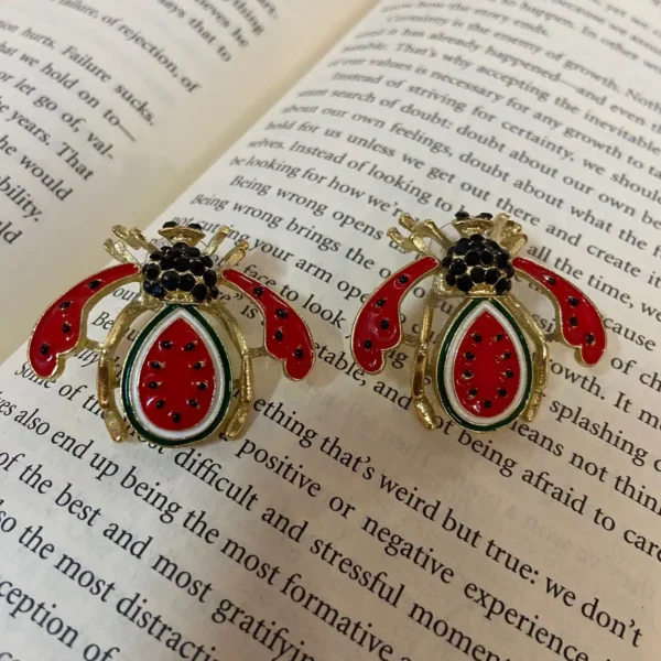 watermelon butterfly earring