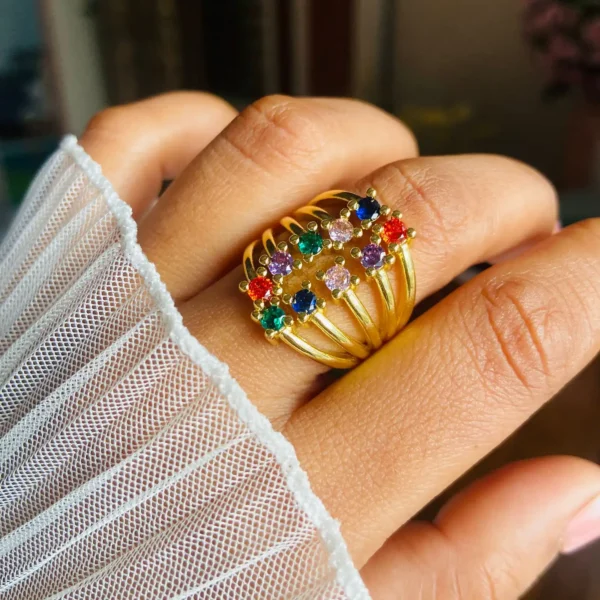 Multicolour broad ring