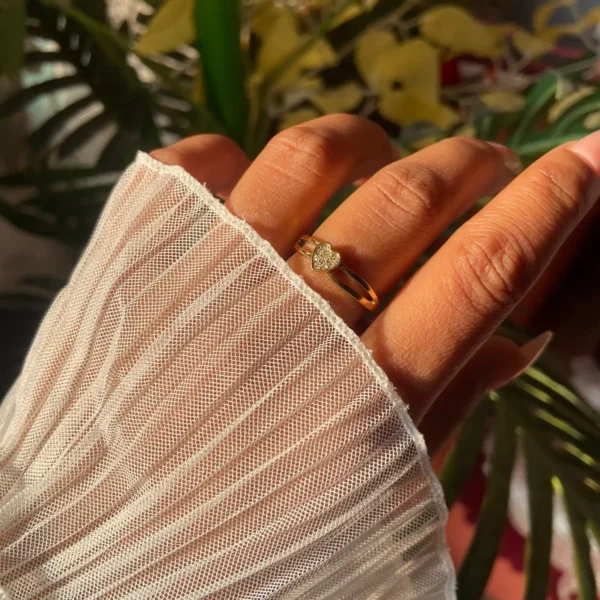 Heart shaped anti-tarnish ring