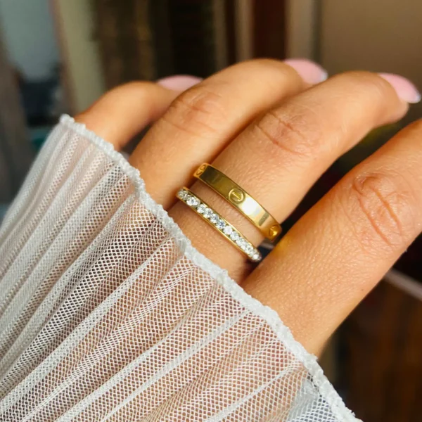 Double layer Cartier stone studded anti-tarnish ring